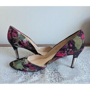 Bar lll Natalie Heels Women’s 6.5 Multi Floral Pointed Toe Pumps Shoes Coquette